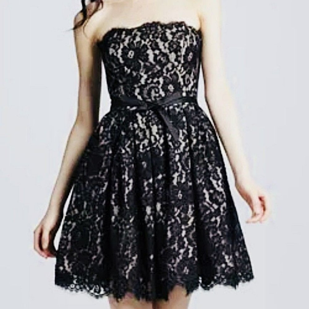 Nwt Robert Rodriguez Fairy Whimsigoth Strapless Flared Mini Dress Black Lace 10